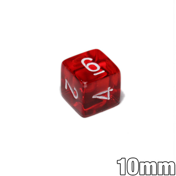 10mm 6-sided dice - Transparent Red