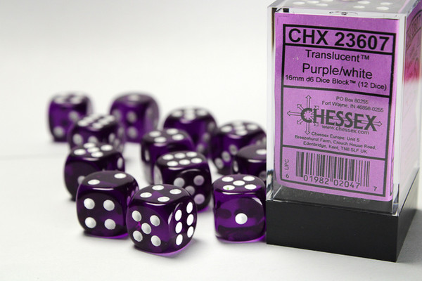 Block of 12 translucent purple dice
