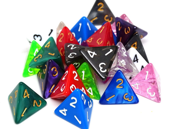 Assorted 4-sided dice - Pack of 25