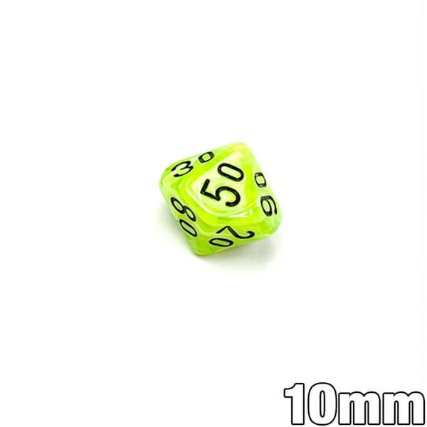 10mm 10-sided percentile dice - Bright green Vortex dt10