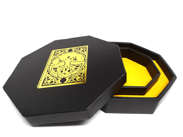 Spellbook dice tray with lid and dice staging area