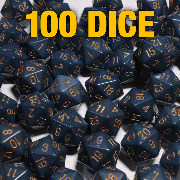 Bulk dice set of 100 dusty blue d20s