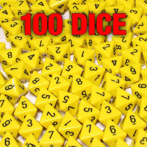 Bulk dice set of 100 yellow d8s