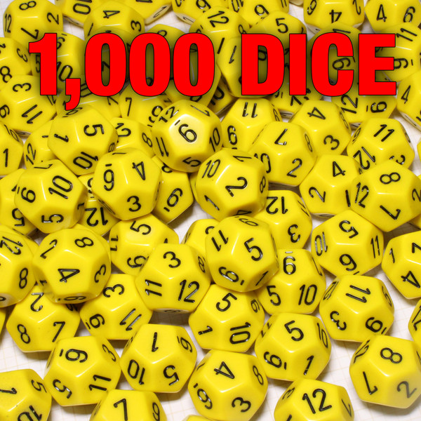 Bulk dice set of 1,000 yellow d12s