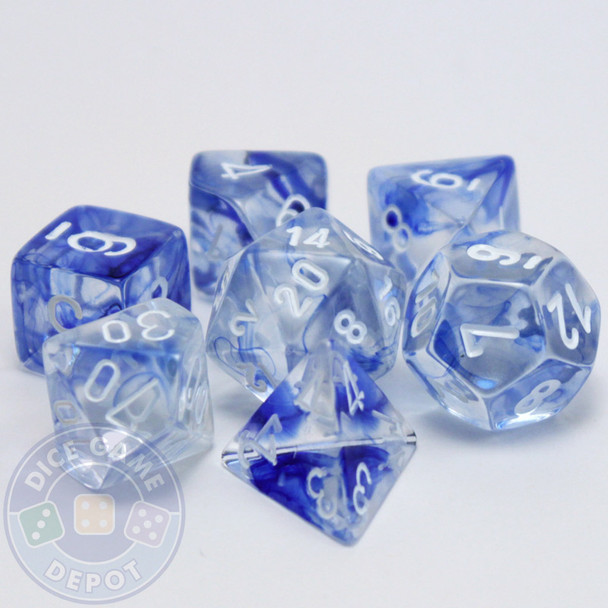 7-piece blue Nebula dice set - DnD dice