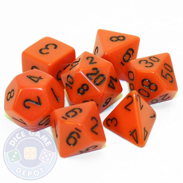 Opaque orange 7-piece DnD RPG dice set