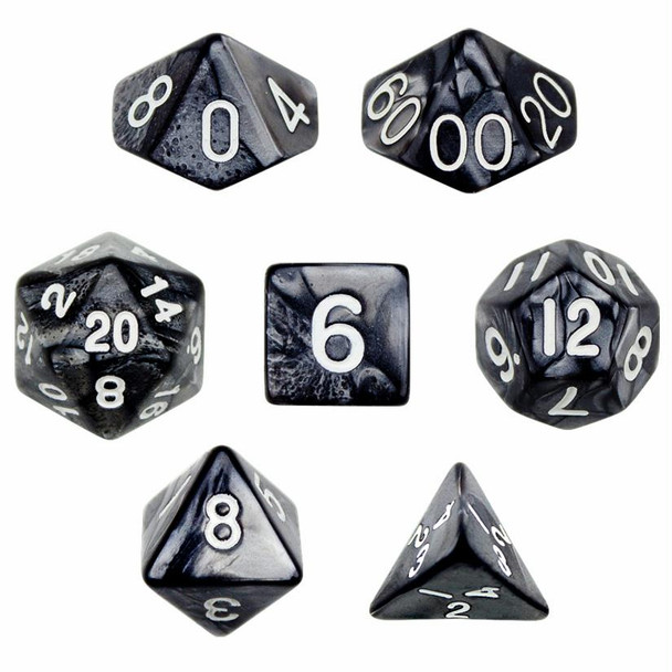 Pearlized smoke polyhedral dice set - D&D dice