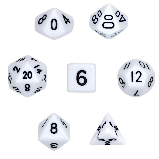 Opaque white polyhedral dice set - D&D dice