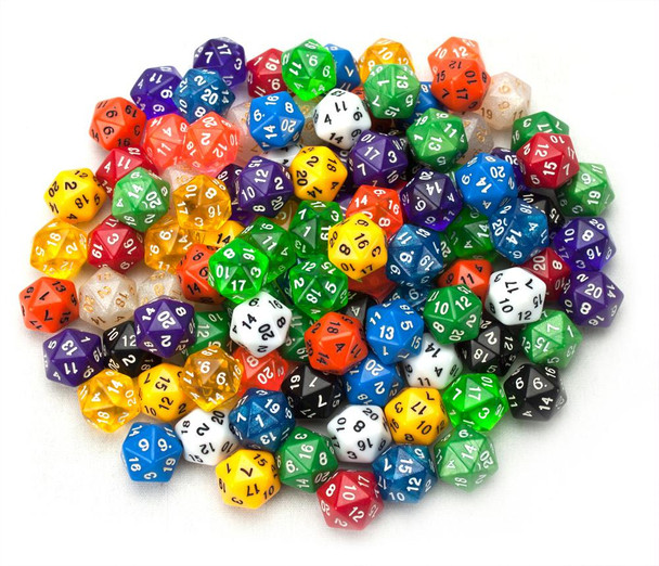 Assorted 20-sided dice