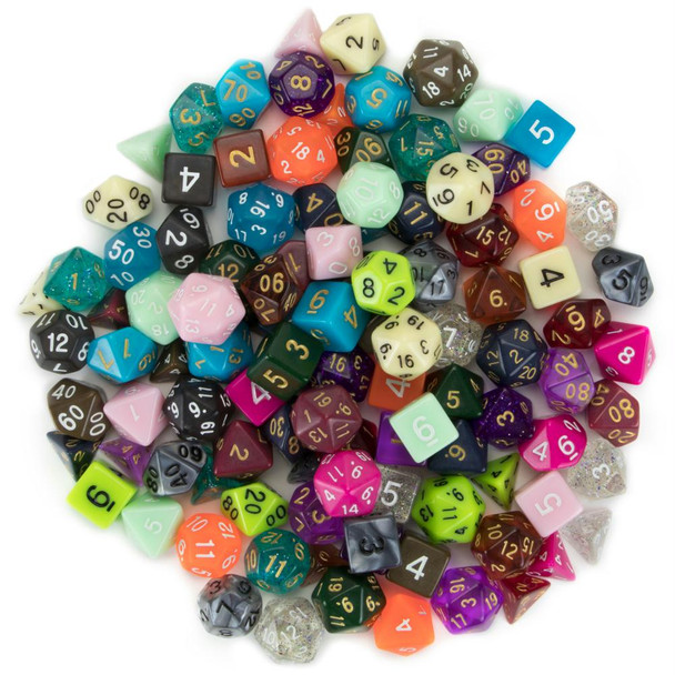 Pack of 100+ random polyhedral dice for DnD, Pathfinder, etc