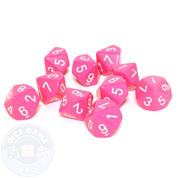 d10 set of ten pink dice