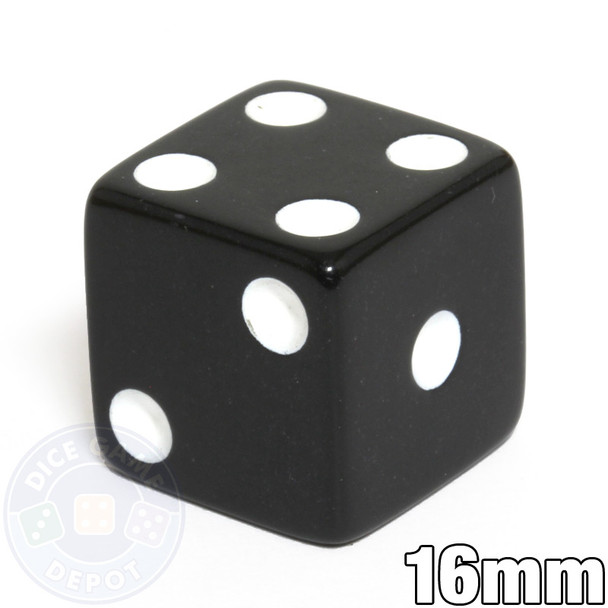 Opaque Dice - 16mm - Black