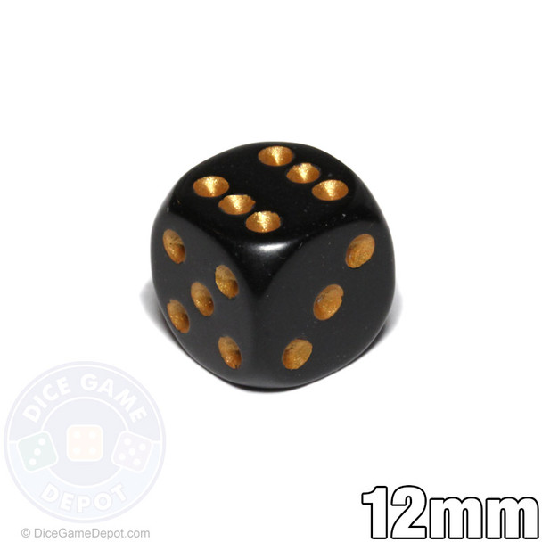 12mm black dice with gold spots