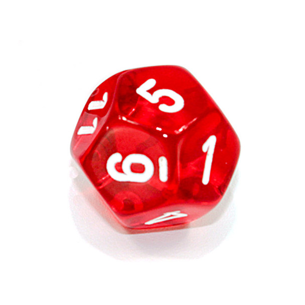 d12 - Transparent red 12-sided dice