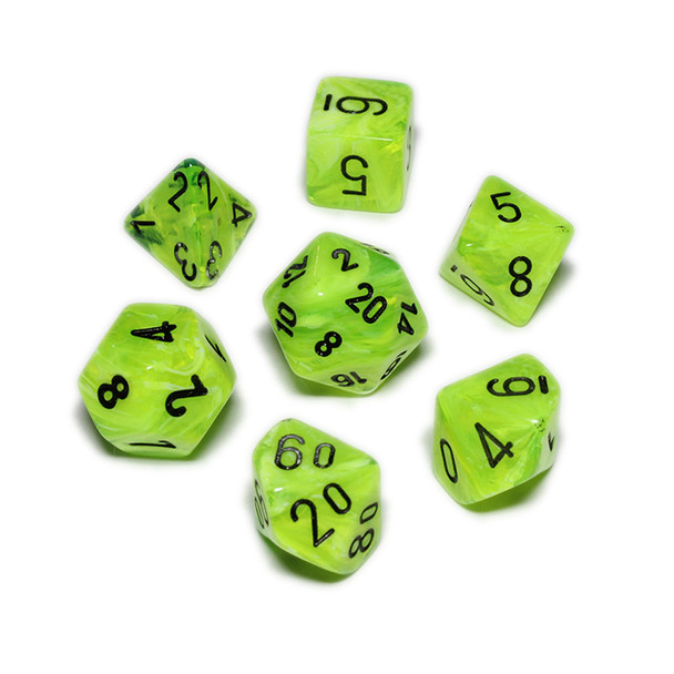Mini dice set - Vortex Bright Green - DnD dice