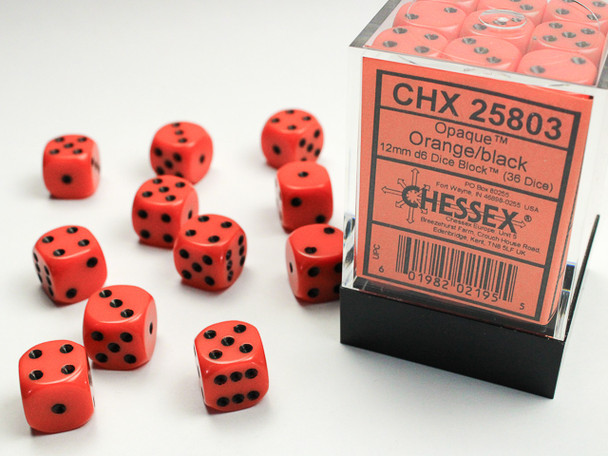 Block of 36 orange 12mm dice