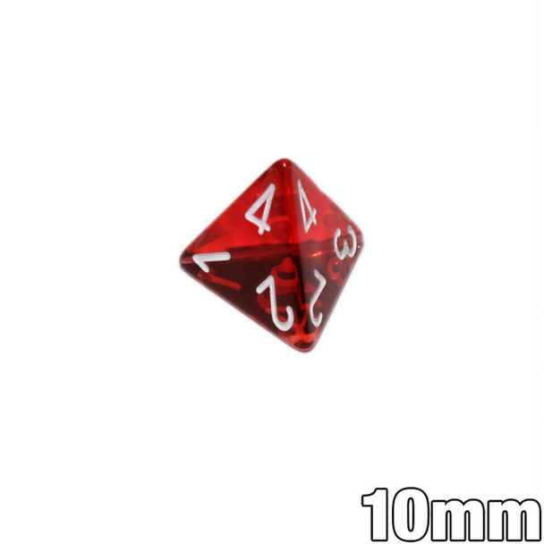 10mm 4-sided dice - Transparent Red