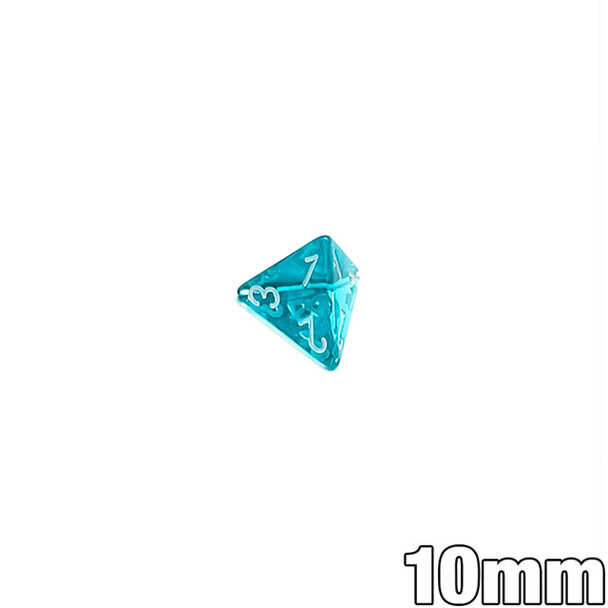 10mm 4-sided dice - Transparent Teal