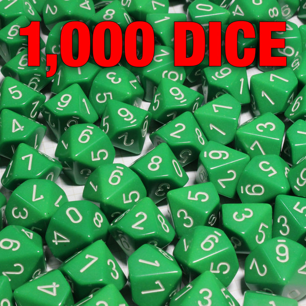 Bulk dice set of 1,000 green d10s