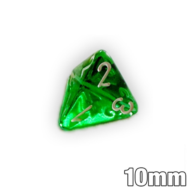 10mm 4-sided dice - Translucent Green