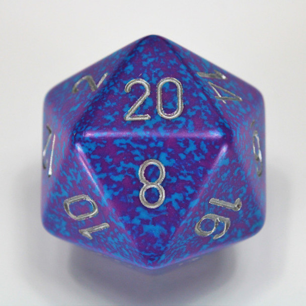 Big d20 - 34mm Speckled Silver Tetra dice