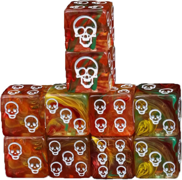 Set of 10 Skull 6-sided Dice