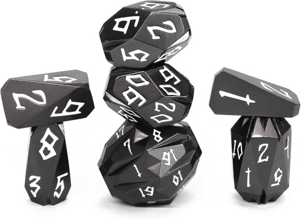 Runic Stone Dice Set – Black