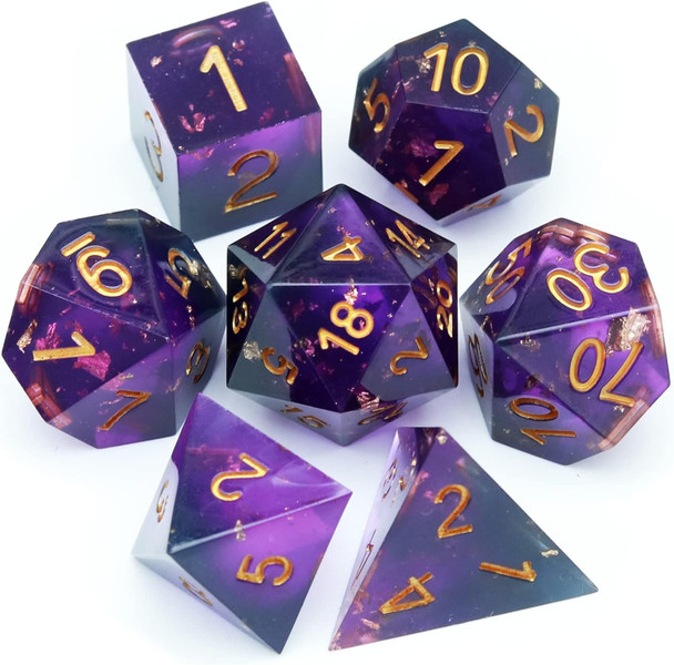 Amethyst Reliquary - Purple Sharp-Edge TTRPG Dice Set