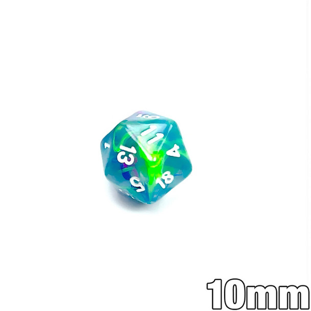 20-sided mini 10mm Festive Waterlily dice