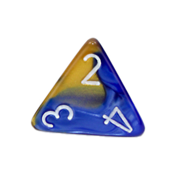 d4 Gemini Blue and Gold dice