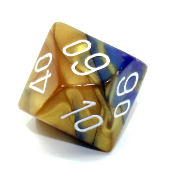 Gemini Percentile Dice - d10 Blue and Gold
