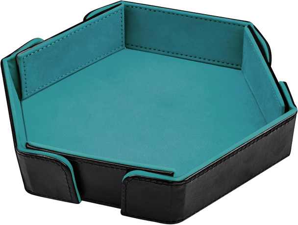 Magnetic hexagon dice tray - Cyan