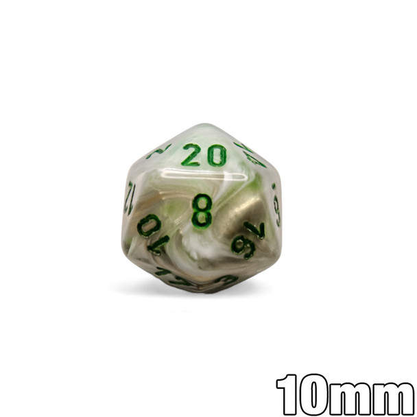 10mm Marble Green 20-sided dice
