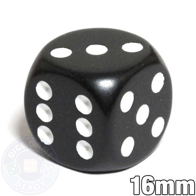 Opaque RoundCorner Dice Black 12mm d6 Dice Game Depot