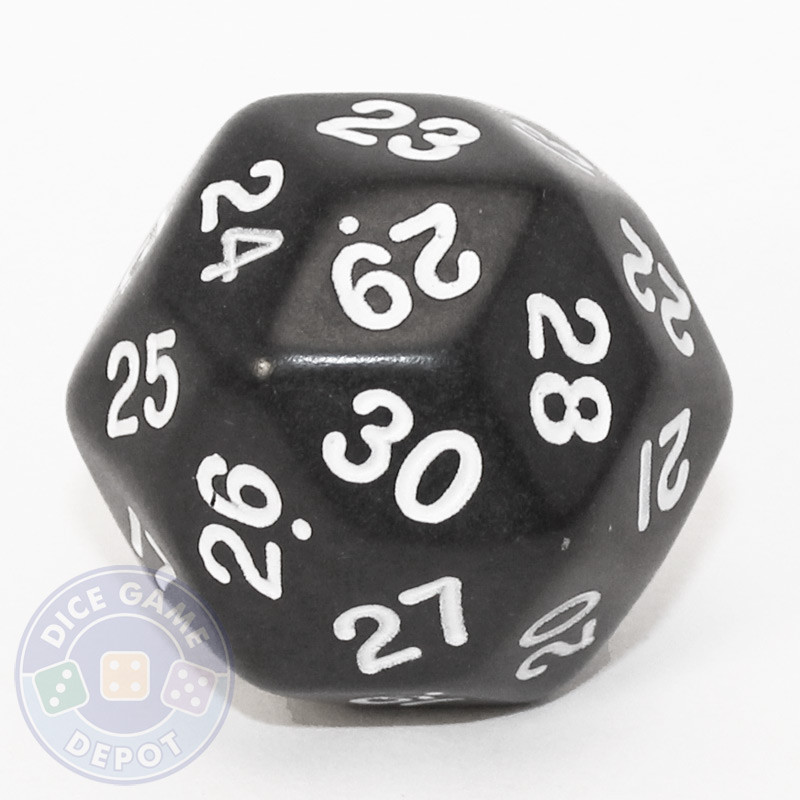 Koplow Games Triantakohedron D30 Dice - 30 Sided 33mm Jumbo RPG Gaming Die, Black With White Numbers