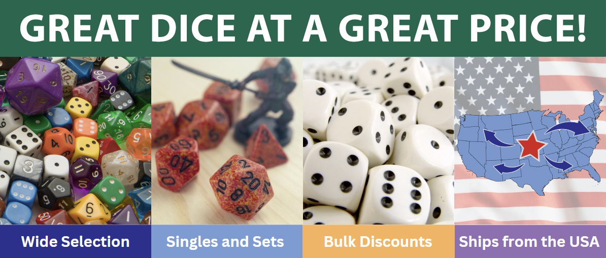 Dice sets and singles for sale. Shop now!