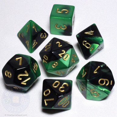 Black and Green Gemini Dice Set for Sale | Dice Game Depot