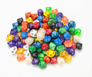 5 d00 Percentile Ghost Jade Solid 10 Sided Polyhedral Dice Lot