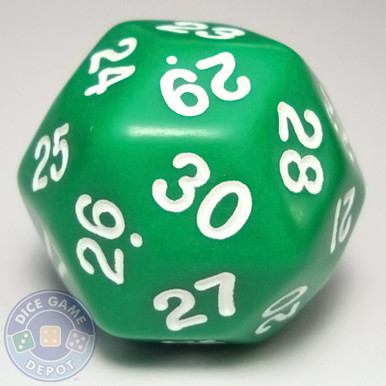 33mm 30-sided green gaming dice for sale | Dice Game Depot