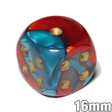 6-sided Gemini Dice - Red and Teal Swirl | Dice Game Depot