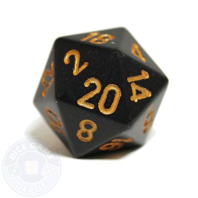 D4 Opaque Dice Black w/Gold #s (x One)