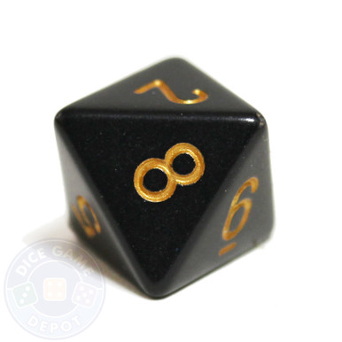 Black 8-sided Dice with Gold Numbers for Sale (d8)