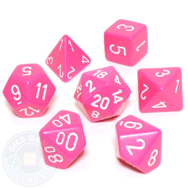 7 Chessex Dice Set Opaque Pink /& White