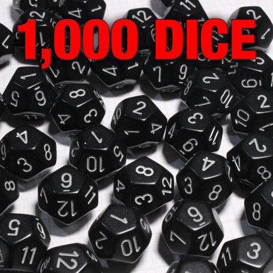 Set of 1000 12-sided Opaque Black Dice | Dice Game Depot