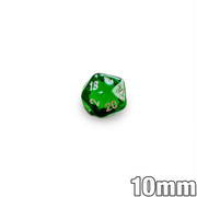 Mini 10mm translucent green d20