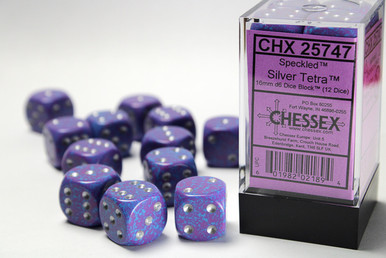 Chessex Speckled Silver Tetra Polyhedral Dice Set - 7-Die RPG Dice With Silver Pips