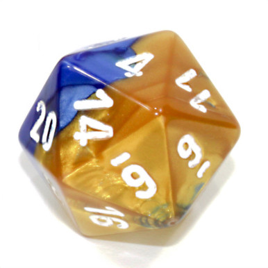 Gemini Blue and Gold 20-Sided Die (d20) | Dice Game Depot
