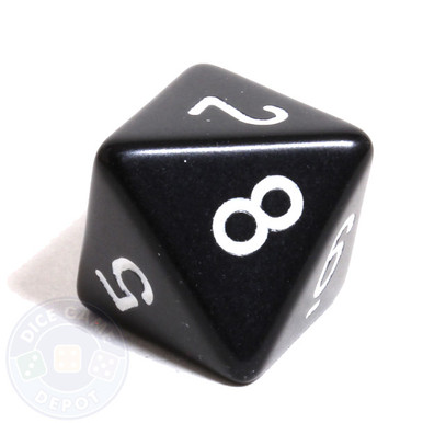 Black 8-sided Opaque Dice with White Numbers | Dice Game Depot