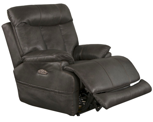 Naples Power Headrest With Lumbar Power Lay Flat Recliner With Extended Ottoman Steel 42.5'