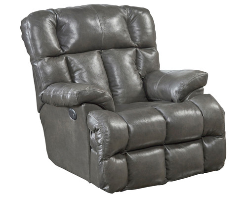Victor Power Lay Flat Chaise Recliner Steel Leather